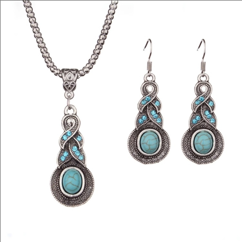 turquoise necklace and earring set